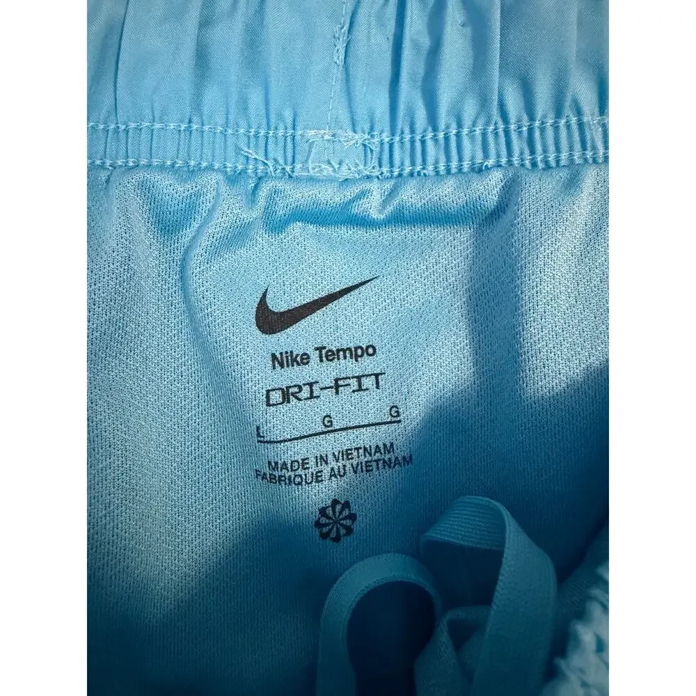 Nike Tempo Dri-FIT Blue Running Shorts White Trim Athletic Size Large Minimalist